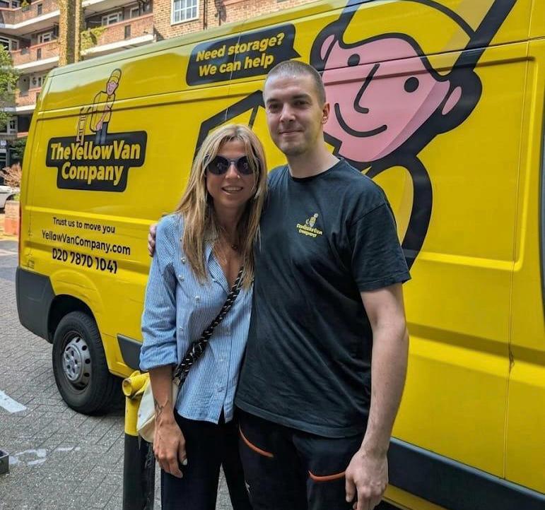 Happy Croydon residents with the Yellow Van Company team after a successful removal &mdash; family-run, trusted across CR0 and CR9 since 2011